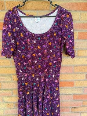 Purple Geometric Scoop Neck Dress